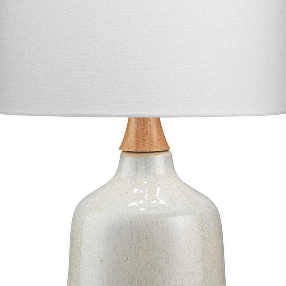 Table Lamp with Ceramic Bottle Shape Body Cream By Casagear Home BM241092