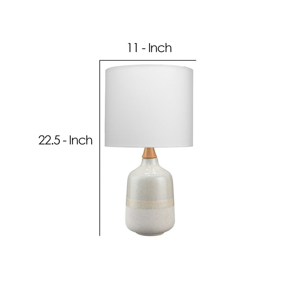 Table Lamp with Ceramic Bottle Shape Body Cream By Casagear Home BM241092