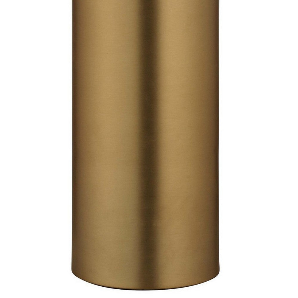 Table Lamp with Metal Umbrella Shade and Cylindrical Body Brass By Casagear Home BM241099