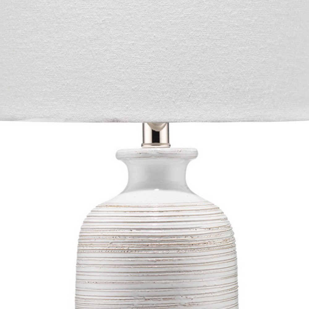 Table Lamp with Brushed Ceramic Body and Fabric Shade Cream By Casagear Home BM241121