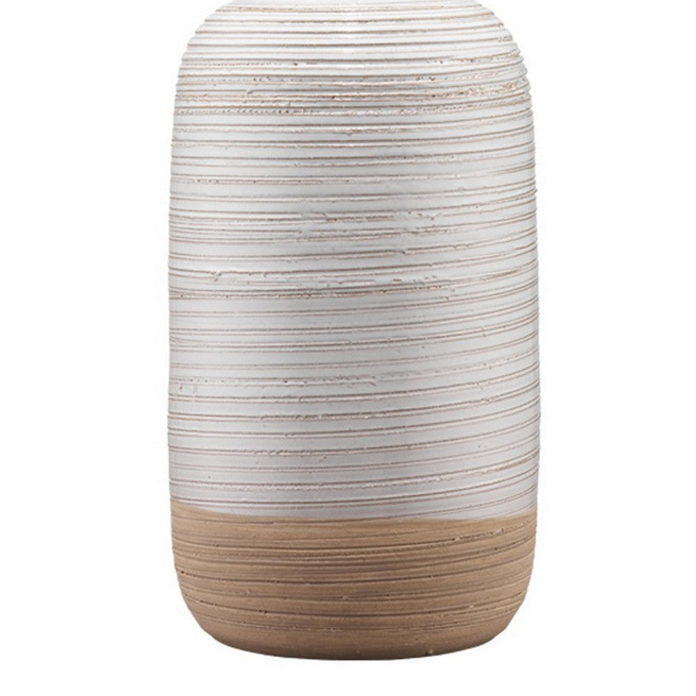 Table Lamp with Brushed Ceramic Body and Fabric Shade Cream By Casagear Home BM241121