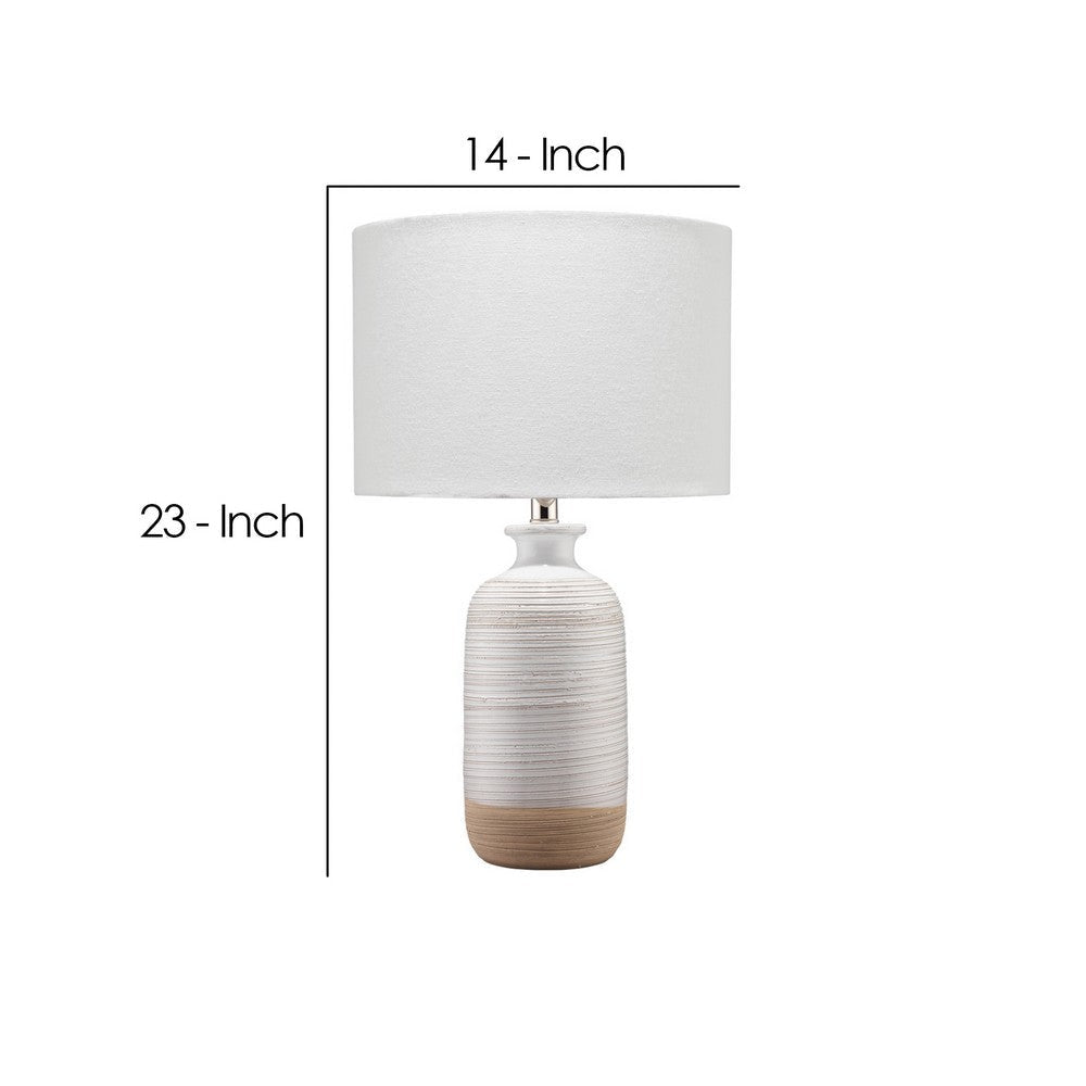 Table Lamp with Brushed Ceramic Body and Fabric Shade Cream By Casagear Home BM241121