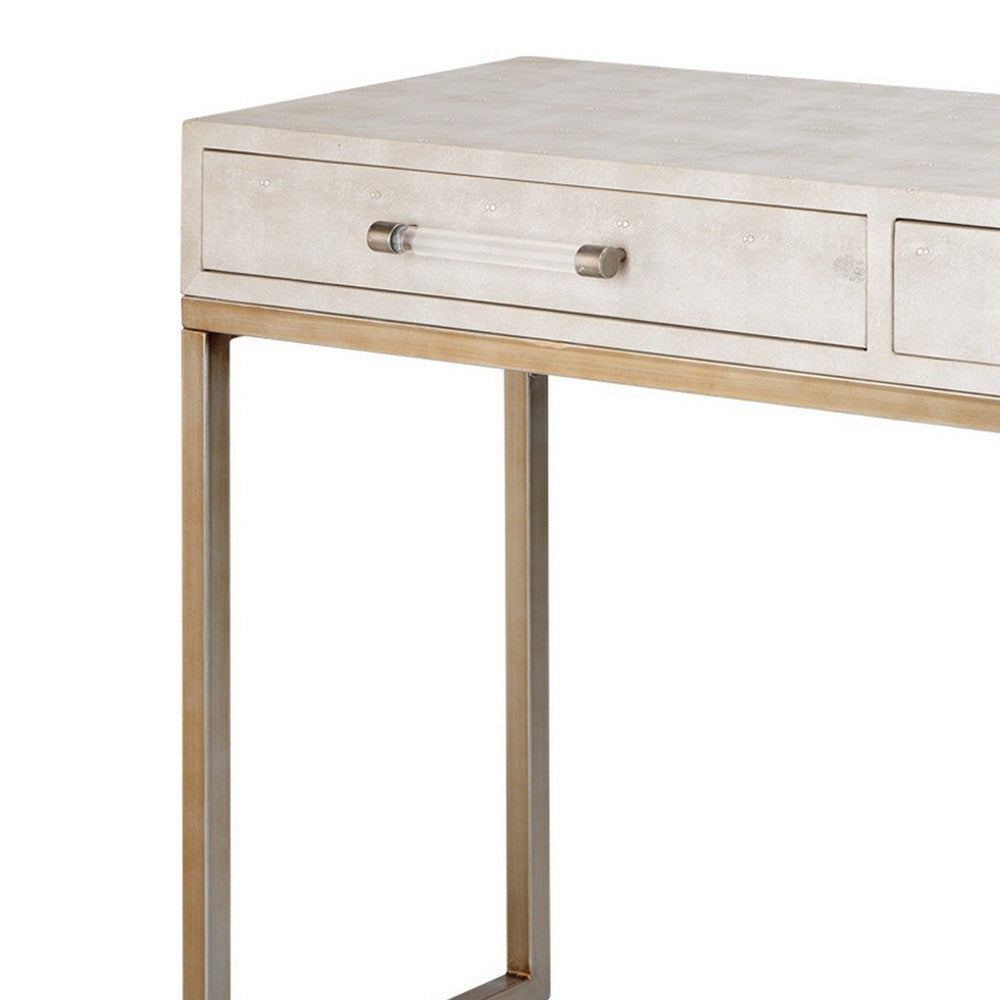 Console Table with Two Drawers and Metal Base White By Casagear Home BM241137