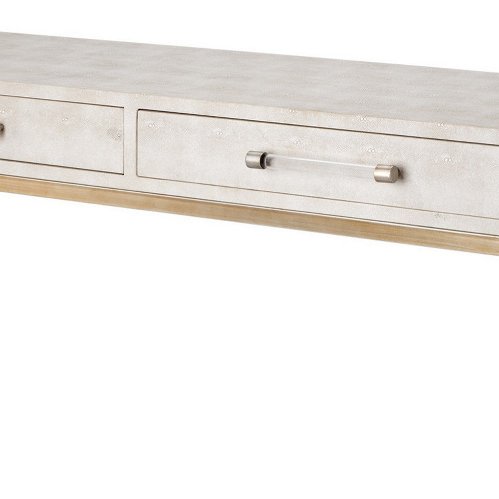 Console Table with Two Drawers and Metal Base White By Casagear Home BM241137