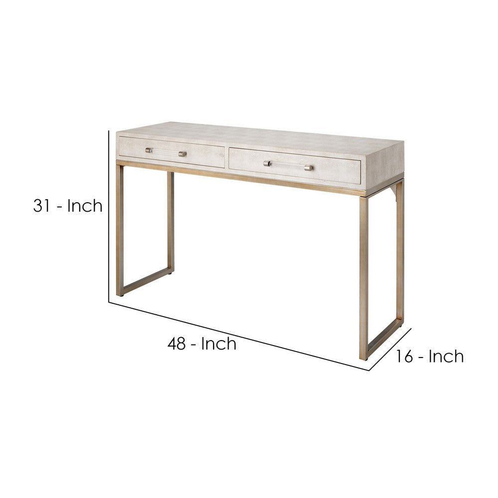 Console Table with Two Drawers and Metal Base White By Casagear Home BM241137