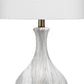 Table Lamp with Gourd Shaped Ceramic Body White and Brass By Casagear Home BM241155