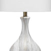 Table Lamp with Gourd Shaped Ceramic Body White and Brass By Casagear Home BM241155