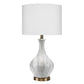 Table Lamp with Gourd Shaped Ceramic Body White and Brass By Casagear Home BM241155