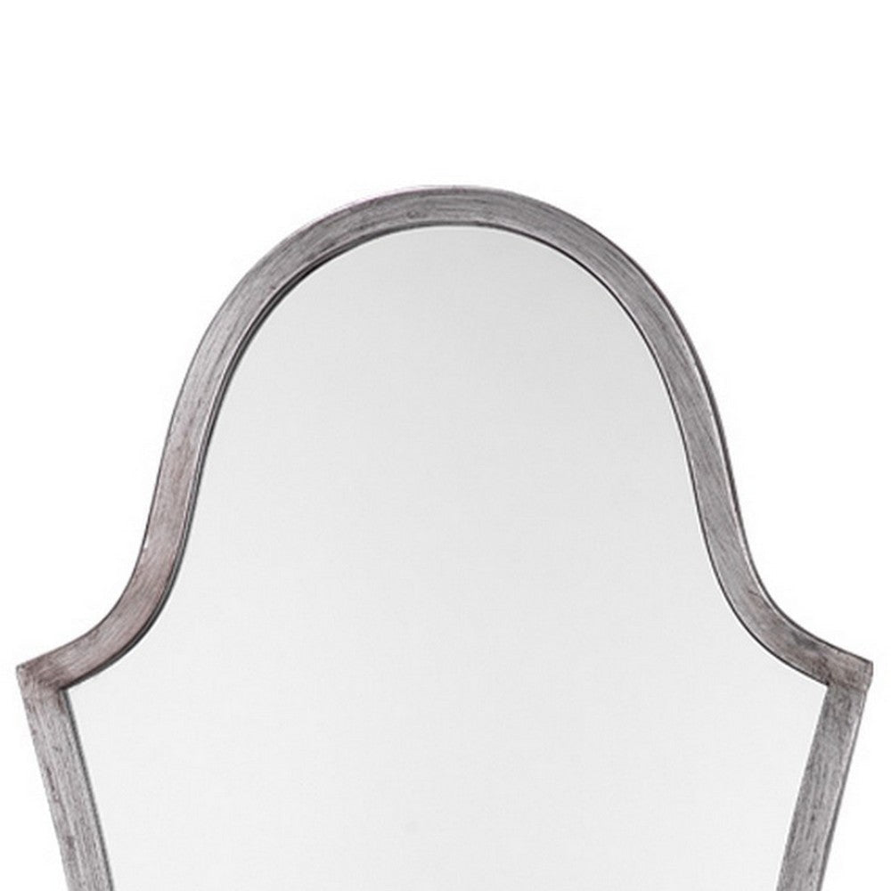 Mirror with Arched Design and Metal Frame Antique Silver By Casagear Home BM241160