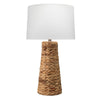 Table Lamp with Drum Shade and Seagrass Base, White and Brown By Casagear Home