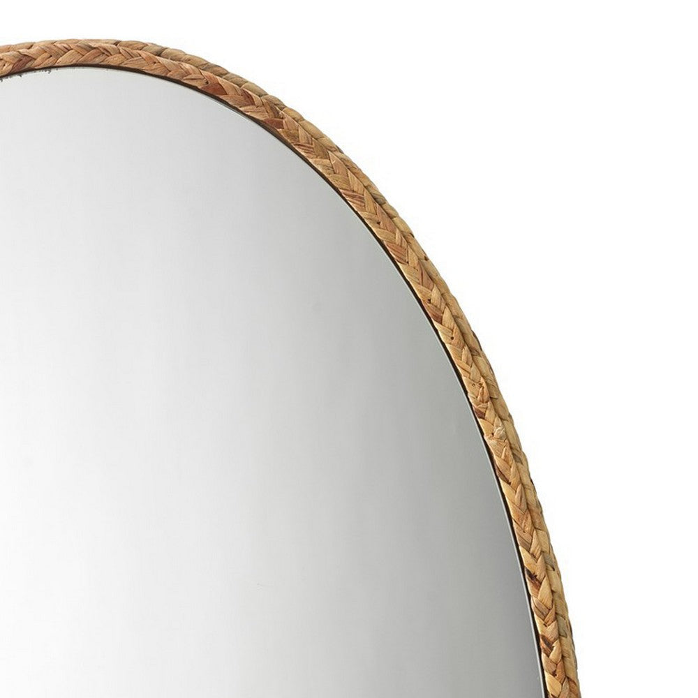 Mirror with Oval Encasing and Seagrass Braiding Brown By Casagear Home BM241182