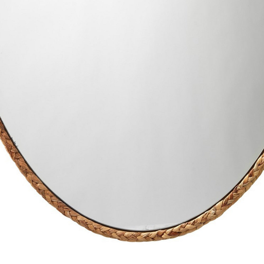 Mirror with Oval Encasing and Seagrass Braiding Brown By Casagear Home BM241182