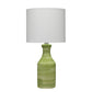 Table Lamp with Drum Shade and Ceramic Swirl Design Base, Green By Casagear Home