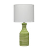 Table Lamp with Drum Shade and Ceramic Swirl Design Base, Green By Casagear Home