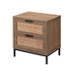 Side Table with MDF Frame and 2 Rattan Weaving Front Drawers, Brown By Casagear Home