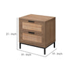 Side Table with MDF Frame and 2 Rattan Weaving Front Drawers Brown By Casagear Home BM241210