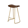 Counter Stool with Leatherette Vertical Channel Stitching Brown and Antique Brass By Casagear Home BM241225