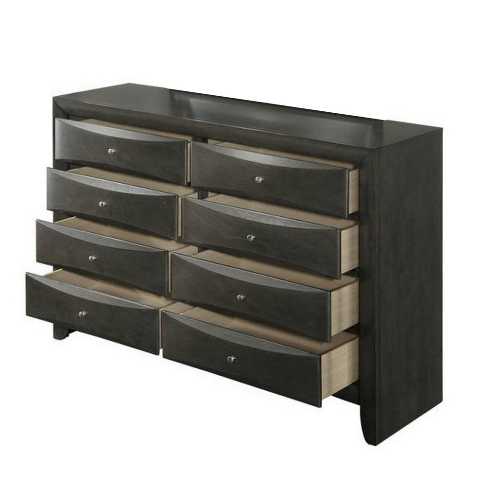 Dresser with Beveled Front 8 Storage Drawers Gray By Casagear Home BM241245