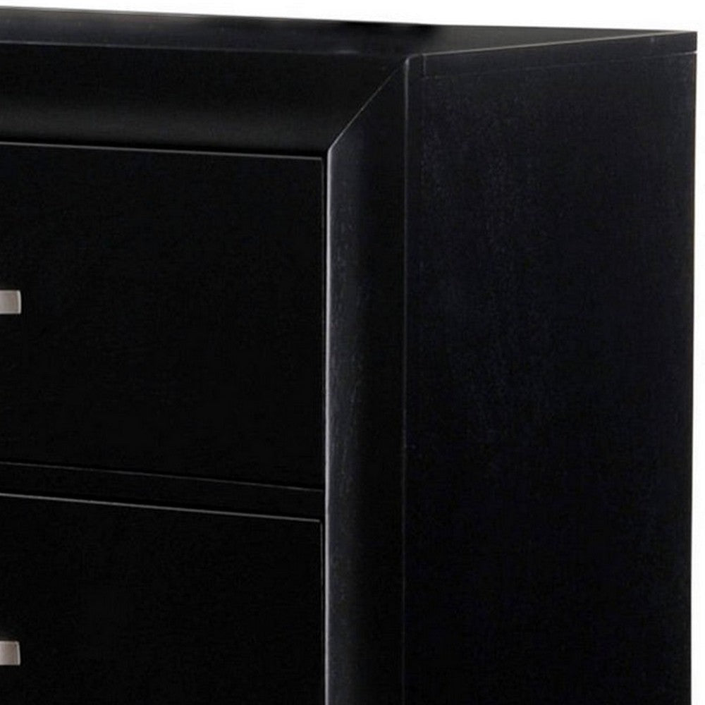 Dresser with 6 Storage Drawers and Metal Curved Pulls Black By Casagear Home BM241247