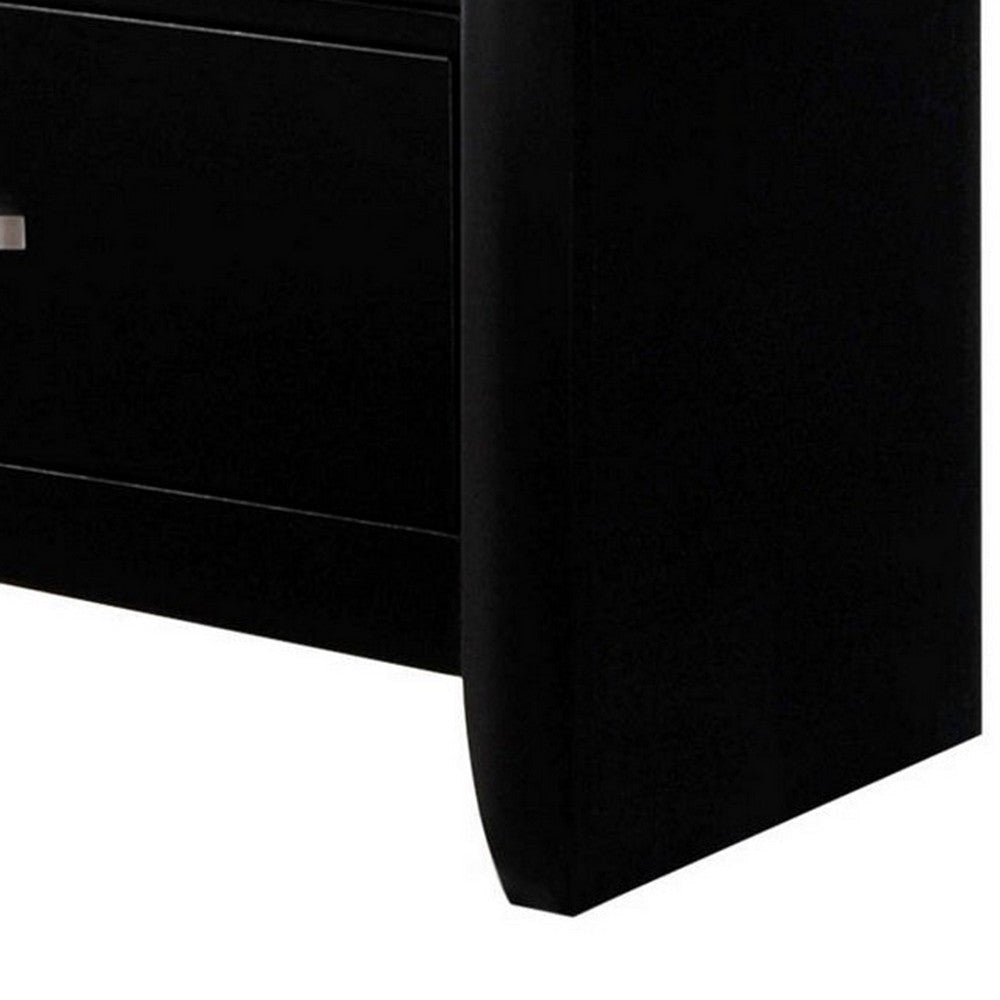 Dresser with 6 Storage Drawers and Metal Curved Pulls Black By Casagear Home BM241247