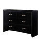 Dresser with 6 Storage Drawers and Metal Curved Pulls, Black By Casagear Home