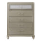 Chest with 5 Storage Drawers and Turnip Feet, Champagne Gold By Casagear Home