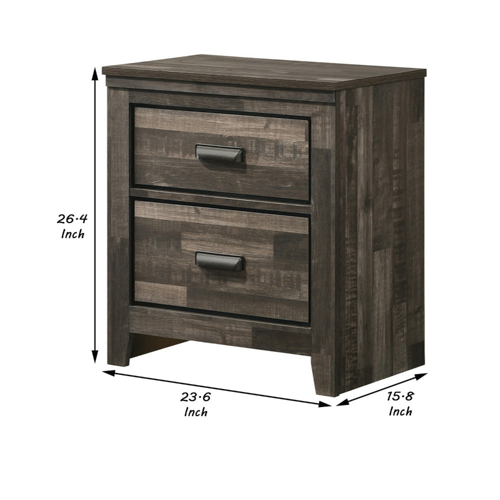 Nightstand with 2 Drawers and Butcher Block Design Brown By Casagear Home BM241274