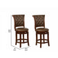 Counter Stool with Leatherette Rolled Button Tufted Back Set of 2 Brown By Casagear Home BM241294