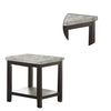 End Table with Textured Marble Top and 1 Slatted Shelf Brown By Casagear Home BM241297