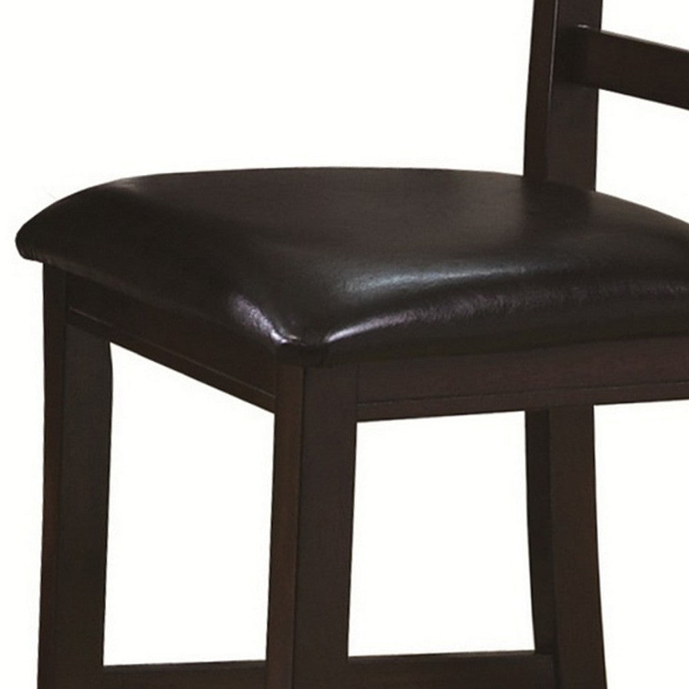 Counter Height Chair with Leatherette Seating Set of 2 Brown By Casagear Home BM241329