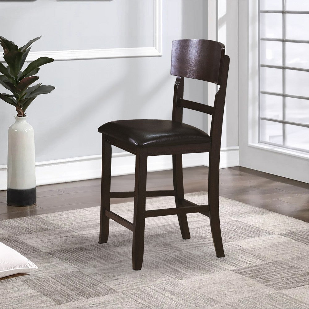 Counter Height Chair with Leatherette Seating Set of 2 Brown By Casagear Home BM241329