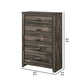 Chest with 5 Drawers and Butcher Block Design Rustic Gray By Casagear Home BM241346