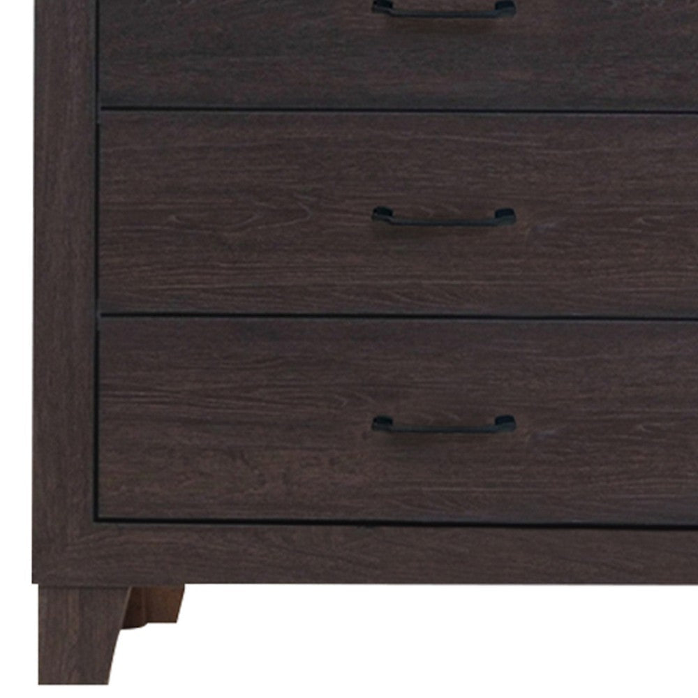 Wooden Accent Chest with 5 Drawers and Block Leg Supports Dark Brown By Casagear Home BM241359