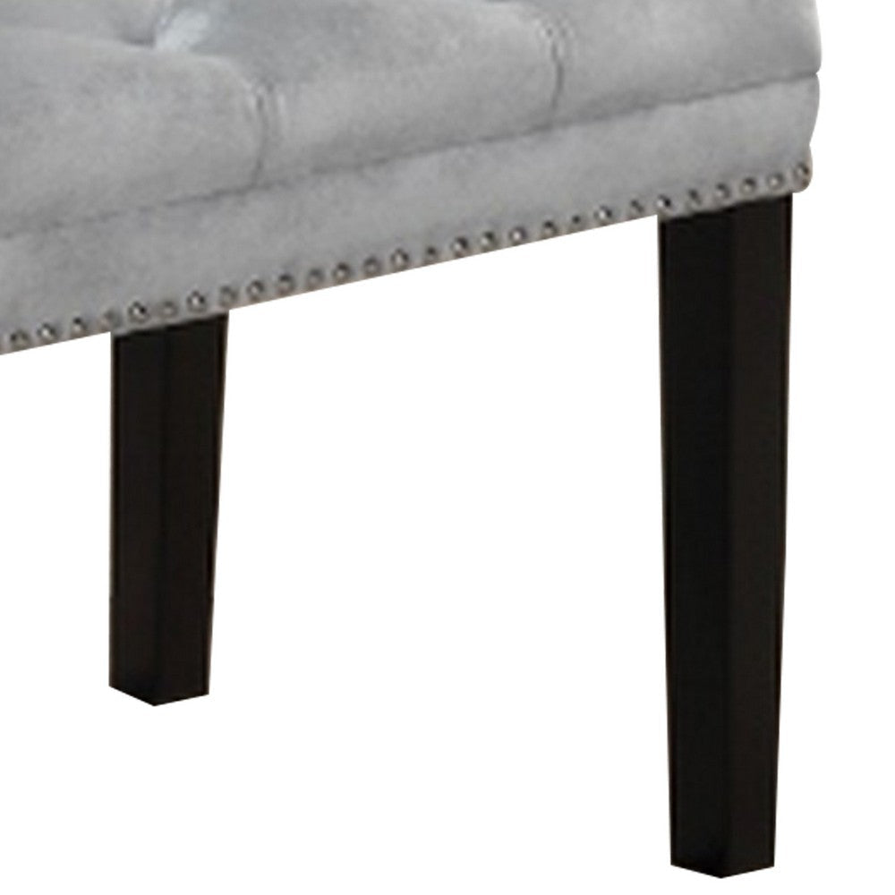 Bench with Nailhead Trims and Fabric Upholstered Seat,Silver By Casagear Home BM241381