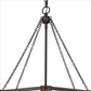 Chandelier with Octagonal Cage Design Metal Frame and Wood Accents Brown By Casagear Home BM241828