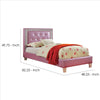 Twin Bed with Leatherette Upholstery and Crystal Button Tufting Pink By Casagear Home BM241840