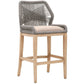 Counter Stool with Wooden Legs and Rope Back Gray and Brown By Casagear Home BM241887