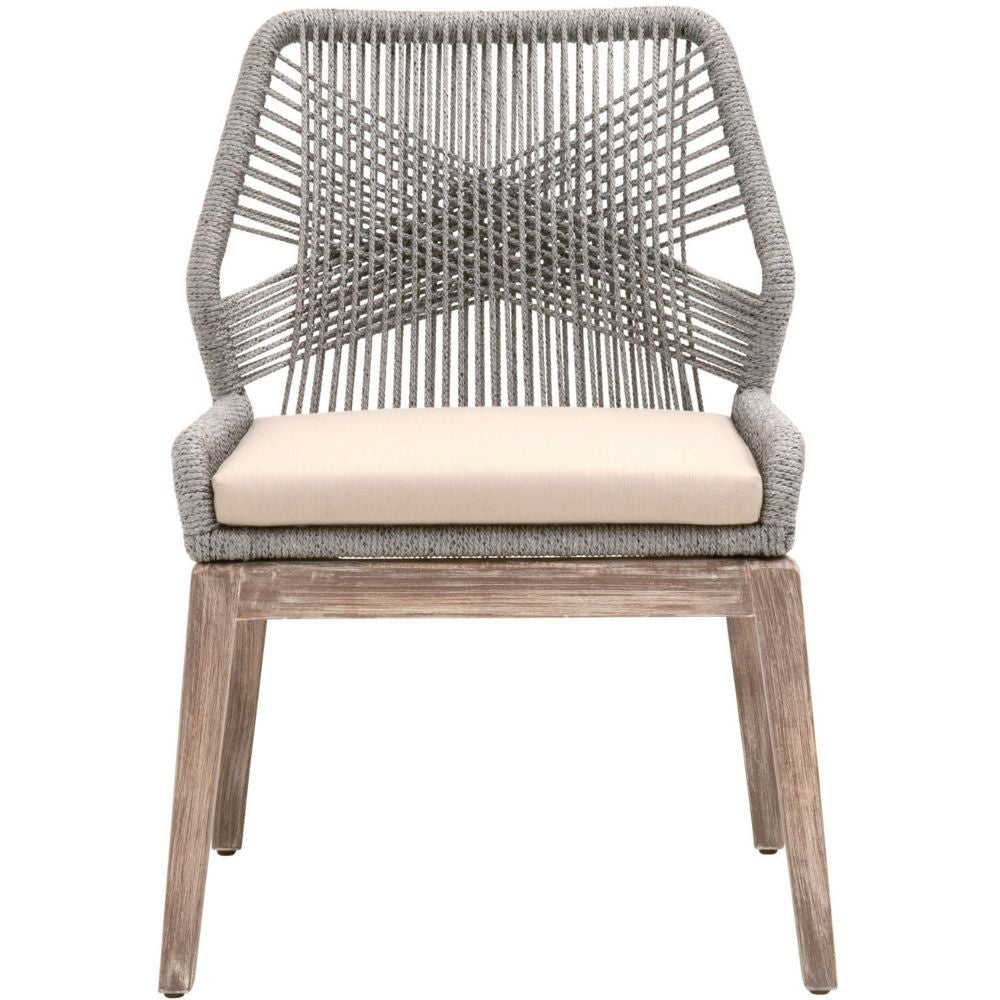 Dining Chair with Woven Rope Back Set of 2 Gray and Brown By Casagear Home BM241890