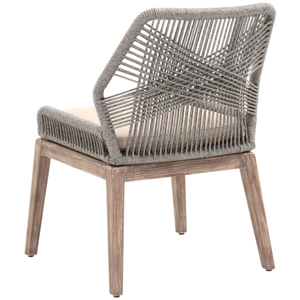 Dining Chair with Woven Rope Back Set of 2 Gray and Brown By Casagear Home BM241890