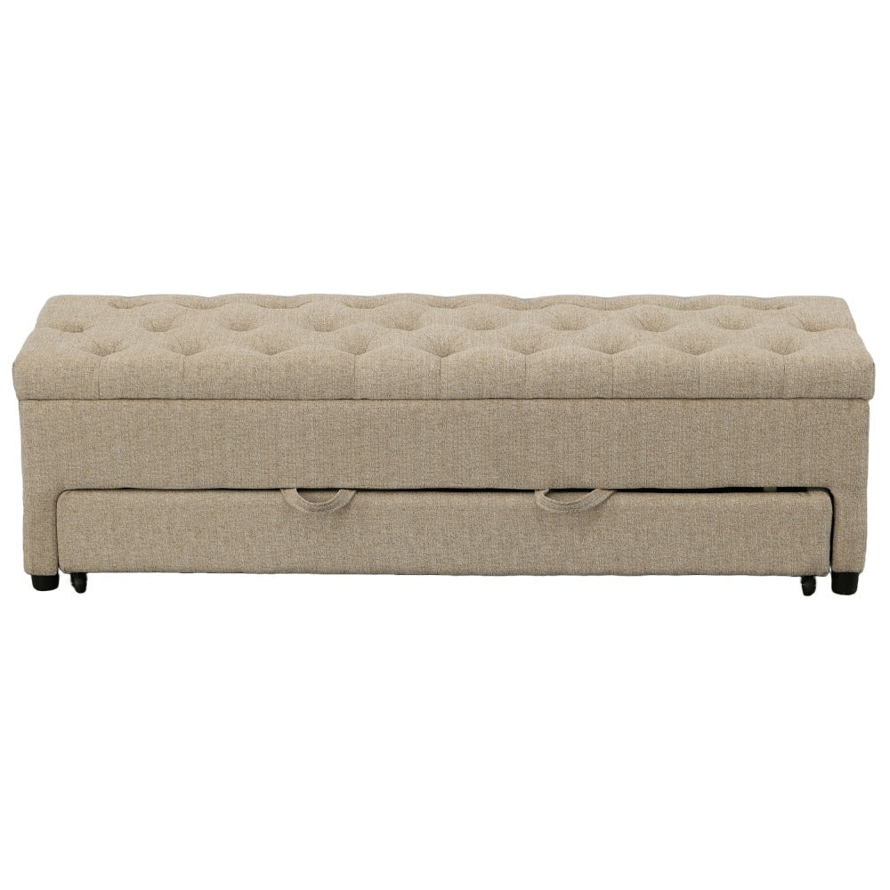 Bench with Button Tufting and Pull Out Storage Beige By The Urban Port BM241906