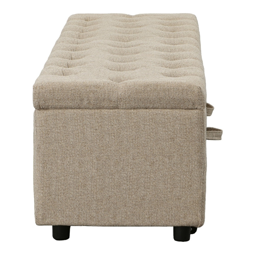 Bench with Button Tufting and Pull Out Storage Beige By The Urban Port BM241906