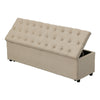 Bench with Button Tufting and Pull Out Storage Beige By The Urban Port BM241906