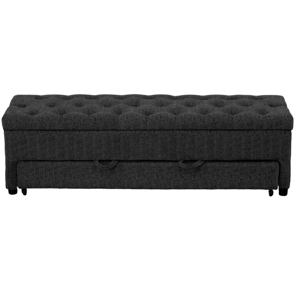 Bench with Button Tufting and Pull Out Storage Gray By The Urban Port BM241933