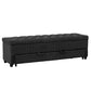 Bench with Button Tufting and Pull Out Storage Gray By The Urban Port BM241933