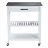 Kitchen Cart with 1 Slatted Shelf and 1 Drawer White and Gray By Casagear Home BM241935