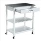 Kitchen Cart with 1 Slatted Shelf and 1 Drawer White and Gray By Casagear Home BM241935