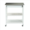 Kitchen Cart with 1 Slatted Shelf and 1 Drawer White and Gray By Casagear Home BM241935