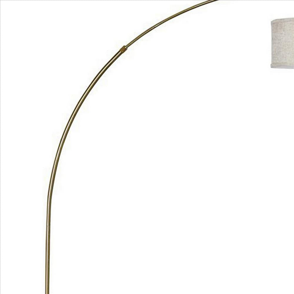 Floor Lamp with Arched Extendable Neck and Marble Base Antique Gold By Casagear Home BM241949