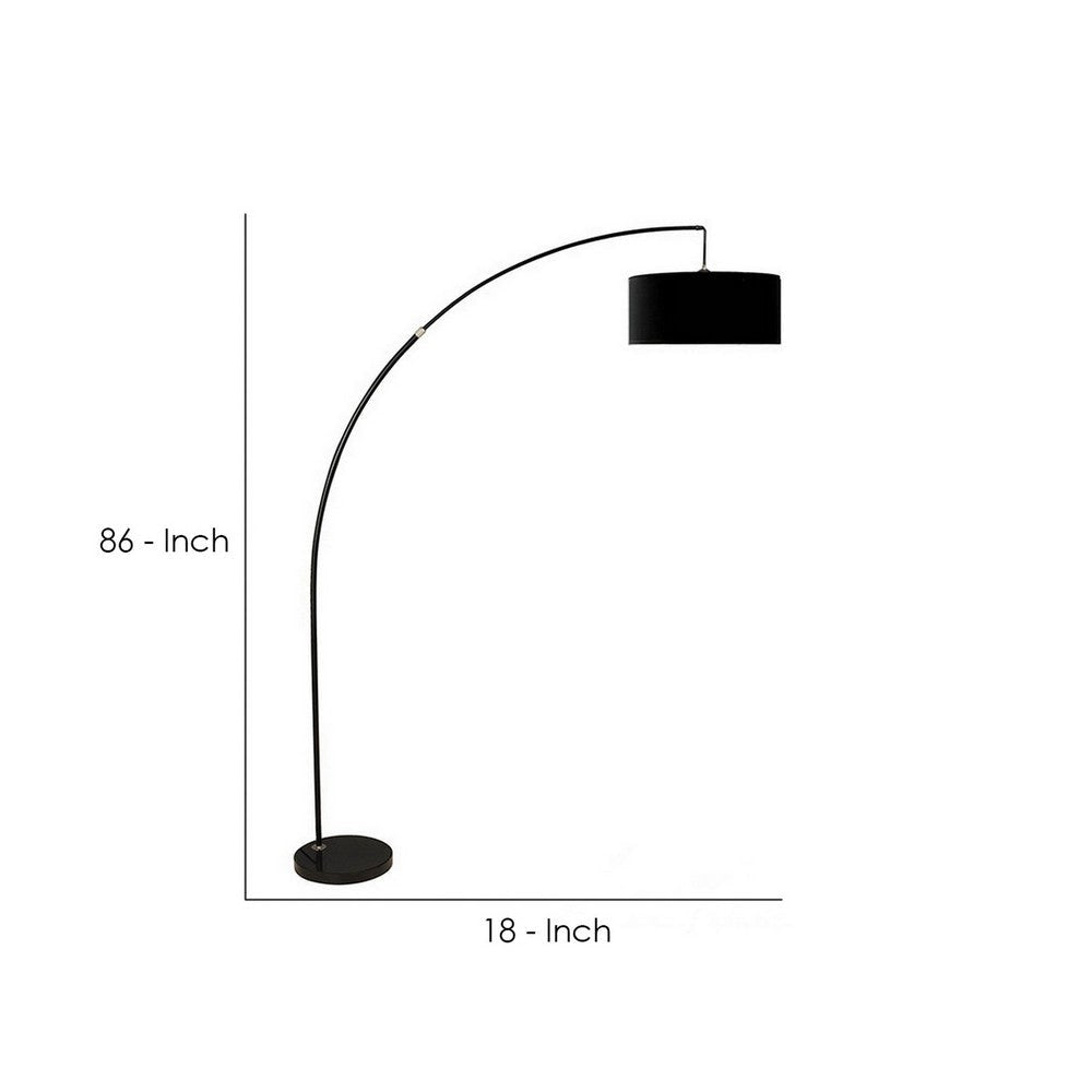 Floor Lamp with Arched Extendable Neck and Marble Base Black By Casagear Home BM241950