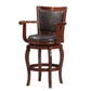 360-Degree Swivel Barstool Sleek Rolled Arms Nailhead Accents Brown By Casagear Home BM241952